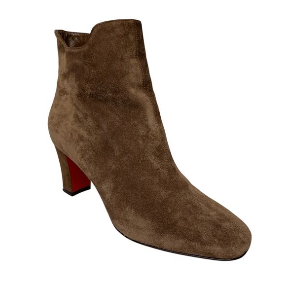 Christian Louboutin Tiagadaboot Veau Velour Suede Heeled Ankle Bootie EU 38 US 8 - Picture 1 of 10